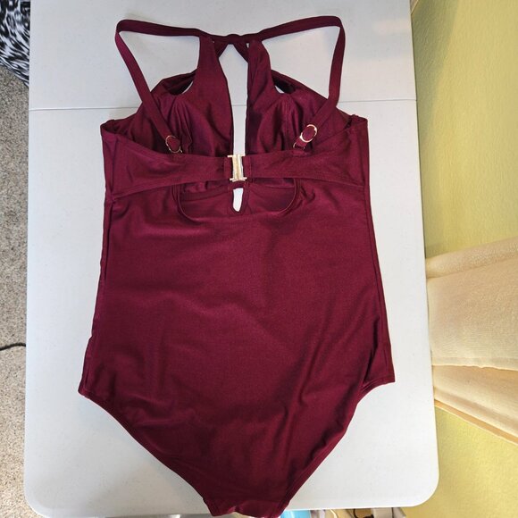725-18 City Chic Merlot Cancun Underwire One-Piece Swimsuit Size S (16) - Picture 5 of 12